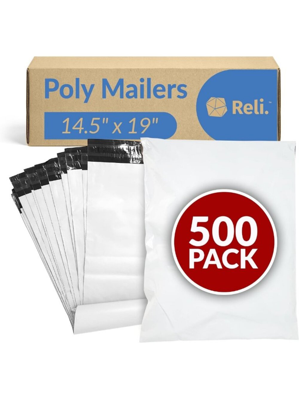 500 Bulk Poly Mailers 14.5x19 | Durable Shipping Bags & Envelopes for Easy
